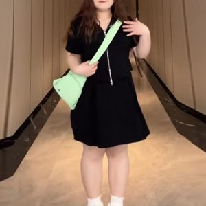 Plus-Size Slimming Two-Piece Set: Casual Sports Top & Skirt for Women, Sweet & Spicy Summer Outfit, Flattering Fit for Curvy Figures