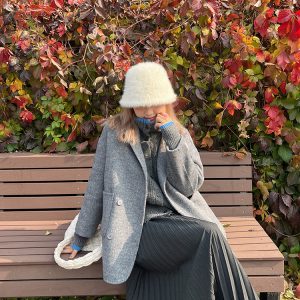 Plus Size Solid Color Midi Skirt for Autumn Winter - Thickened Pleated Warm Versatile Basic Style