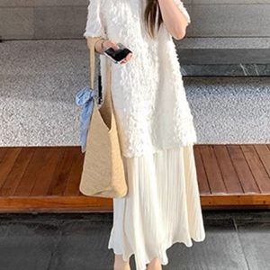 Plus Size Spliced Chiffon Loose Dress for Women, French Style Short Sleeve, Flattering Fit, Hides Belly, Elegant Casual Wear