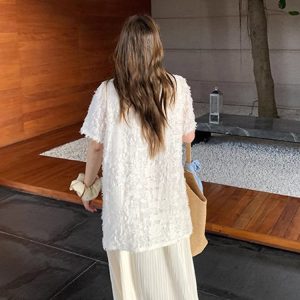 Plus Size Spliced Chiffon Loose Dress for Women, French Style Short Sleeve, Flattering Fit, Hides Belly, Elegant Casual Wear