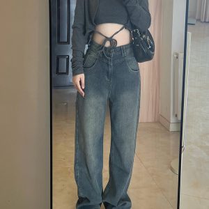 Plus-Size Straight-Leg Jeans for Women, Slim-Fit Loose Wide-Leg Pants, 2025 Fashion Trend, Comfortable Fit for All Body Types