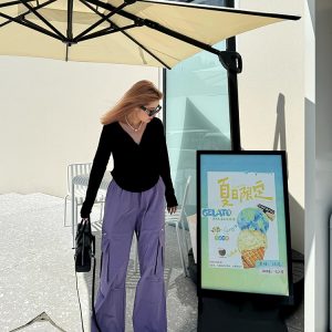 Plus Size Street Style Purple Cargo Pants for Autumn, Loose Paratrooper Design for Outdoor Climbing, Fashionable 2024 Look