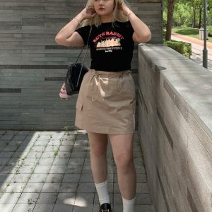 Plus Size Stylish Summer Anti-Exposure Tie-Up Short Skirt - Slimming Versatile Workwear for Effortless Y2K Fashion