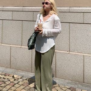 Plus Size Summer Chiffon Wide Leg Pants - Casual Slim Fit Straight Loose Long Trousers for Versatile Comfort