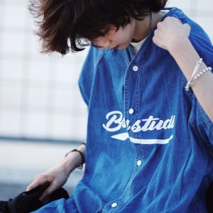 Plus Size Summer Denim Shirt for Women - Loose Fit Short Sleeve Retro Street Style Top