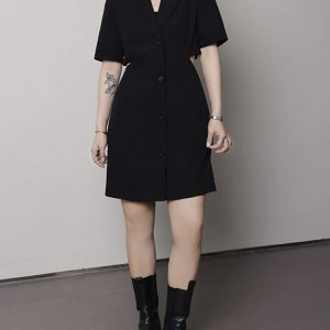 Plus-Size Summer Dress for Curvy Women, Waist-Revealing Design, Chic French Style, Available in Long and Short Lengths