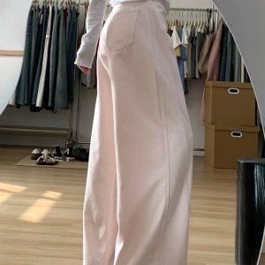 Plus-Size Summer Loose Wide-Leg Scythe Pants, Curved Blade Design, Pink Casual Trousers for a Relaxed Look