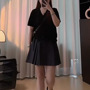 Plus Size Summer Niche Top with Shoulder Drawstring, Loose Fit V-Neck Short Sleeve T-Shirt for Curvy Women, Flattering Style