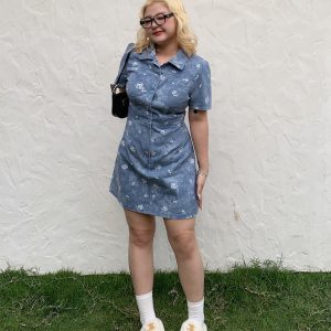 Plus Size Summer Two-Color Rose Print Dress - Washable Long and Short Loose Slimming Style for Effortless Chic Look