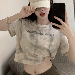 Plus Size Tie-Dye Short Sleeve T-Shirt for Women, Summer Loose Fit, Flattering Top, Sweet & Spicy Style, Casual 90s Vibe