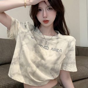 Plus Size Tie-Dye Short Sleeve T-Shirt for Women, Summer Loose Fit, Flattering Top, Sweet & Spicy Style, Casual 90s Vibe