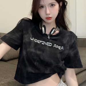 Plus Size Tie-Dye Short Sleeve T-Shirt for Women, Summer Loose Fit, Flattering Top, Sweet & Spicy Style, Casual 90s Vibe