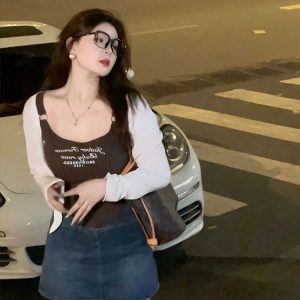 Plus-Size U-Shaped Neck Camisole with Slimming Effect, Spicy Girl Style + Sun Protection Cardigan for Women