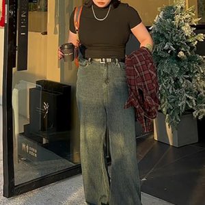 Plus Size Vintage French Style Slimming Black Half-High Neck Short Sleeve Top - Trendy Summer T-Shirt for Women