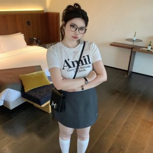 Plus Size Vintage Round Neck Slim Fit Short Crop T-Shirt with Sweetheart Letter Print - Slightly Chubby Aesthetic