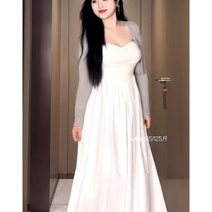 Plus-Size White Camisole Dress for Curvy Figures - French Style, Waist-Cinching, Flattering Sleeveless Summer Dress