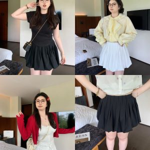 Plus Size White Floral Bud Puffy Half Skirt - Slimming Cloud Alice Style Short Skirt for a Chic 90s Y2K Look