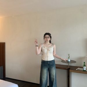 Plus Size White Lace Edge Layered Camisole Tank Top - Slightly Chubby Inner Layer, Perfect for Y2K and Korean Style Outfits