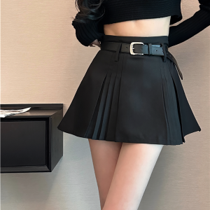 Plus-Size White Pleated A-Line Midi Skirt for Women - 2025 Summer Slimming High-Waisted Short Skirt, Trendy Fashion Essential