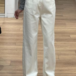 Plus Size Wide-Leg Straight-Leg Jeans for Women - White Loose Fit, Perfect for Pear-Shaped Bodies with Thick Legs and Wide Hips