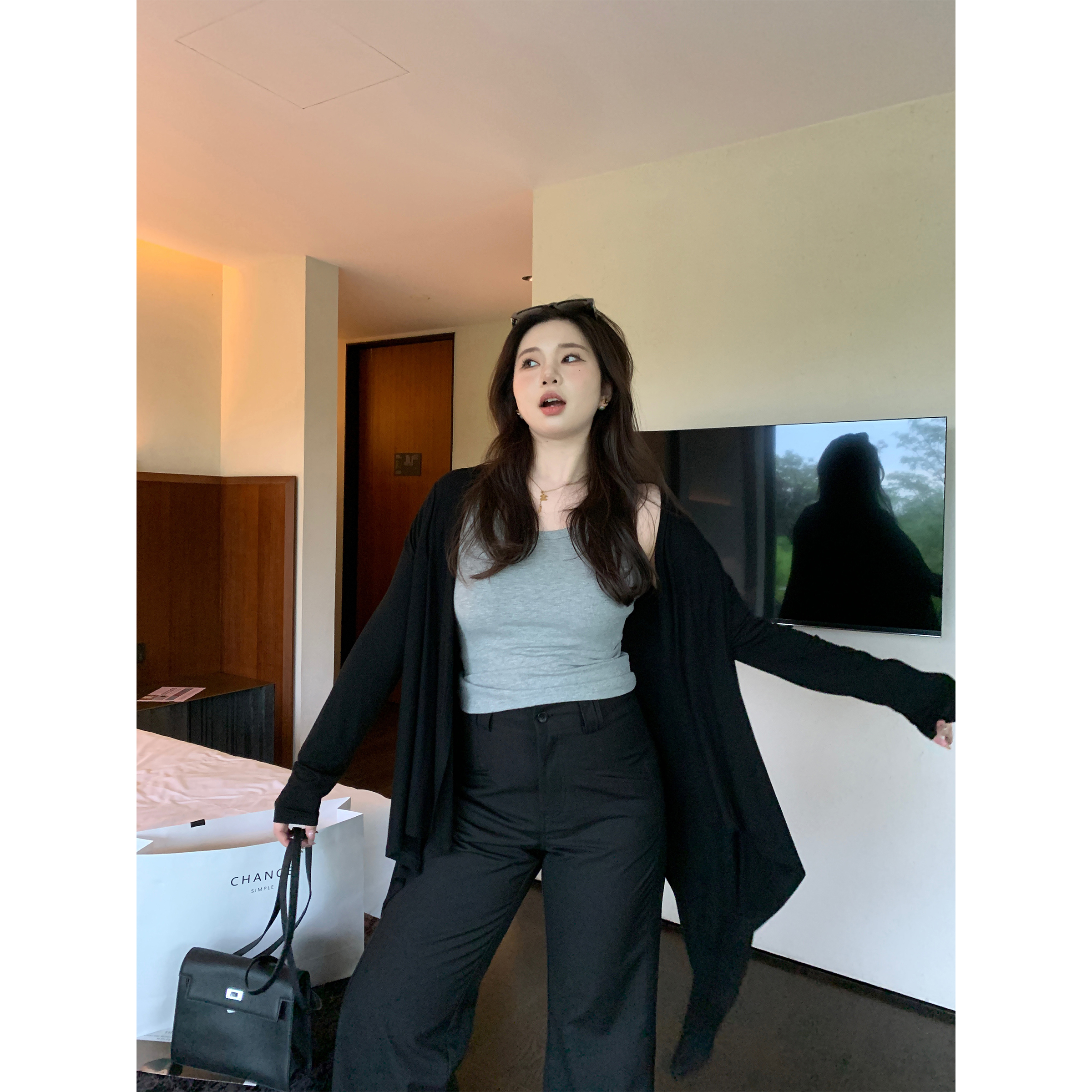 Plus Size Windbreaker Cardigan with Irregular Hem and Shawl Collar - Sun Protection, Stylish and Comfortable Outerwear