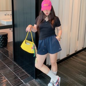 Plus Size Women's A-Line Sports Shorts for Summer 2025 - Slimming Leisurewear, Casual Fit, Trendy Summer Style