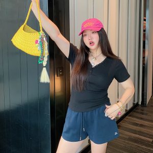 Plus Size Women's A-Line Sports Shorts for Summer 2025 - Slimming Leisurewear, Casual Fit, Trendy Summer Style