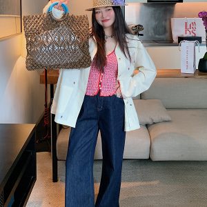 Plus-Size Women's A-Style Mid-Length Skirt & Straight-Leg Jeans - Spring/Summer 2025 Fashion Essentials