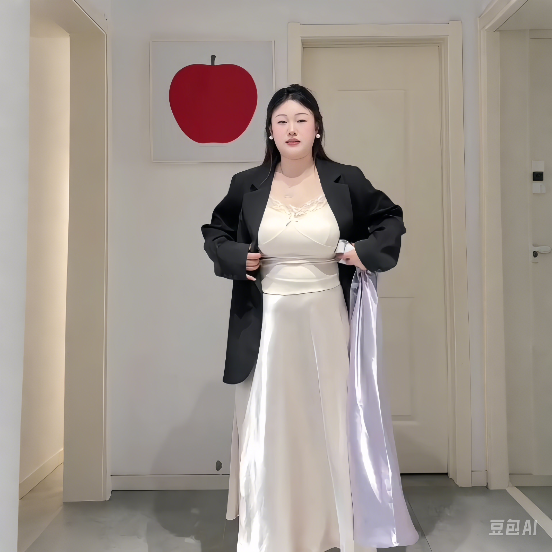 Plus-Size Women's Acetate Satin High-Waisted Midi Skirt - Versatile Solid Color for Spring 2025, Perfect for Curvy Styles