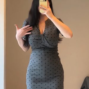 Plus-Size Women's French-Style High-End Polka Dot Bodycon Dress for Summer, Slim Fit Short Skirt, Chic and Trendy