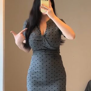 Plus-Size Women's French-Style High-End Polka Dot Bodycon Dress for Summer, Slim Fit Short Skirt, Chic and Trendy