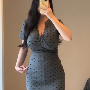 Plus-Size Women's French-Style High-End Polka Dot Bodycon Dress for Summer, Slim Fit Short Skirt, Chic and Trendy