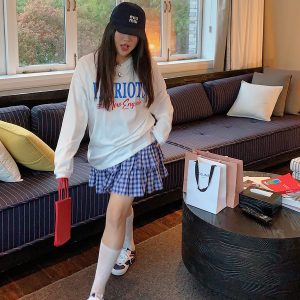 Plus Size Women's High Waist Plaid Cake Skirt - Slimming Summer Short Skirt for Chubby Girls, 2025 Trendy Fashion