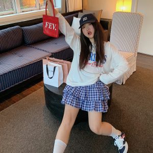 Plus Size Women's High Waist Plaid Cake Skirt - Slimming Summer Short Skirt for Chubby Girls, 2025 Trendy Fashion