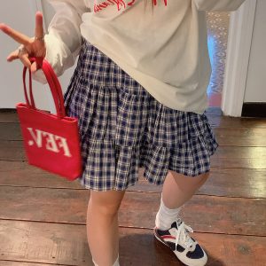 Plus Size Women's High Waist Plaid Cake Skirt - Slimming Summer Short Skirt for Chubby Girls, 2025 Trendy Fashion