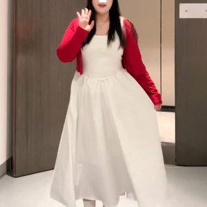 Plus-Size Women's Korean-Style Camisole Dress and Knitted Cardigan Set - 2025 Early Spring Collection