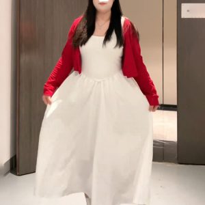 Plus-Size Women's Korean-Style Camisole Dress and Knitted Cardigan Set - 2025 Early Spring Collection