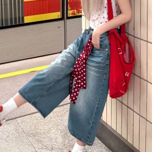 Plus Size Women's Loose Wide-Leg Denim Capri Pants - Summer 2025 American Style Shorts