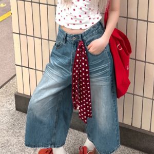 Plus Size Women's Loose Wide-Leg Denim Capri Pants - Summer 2025 American Style Shorts