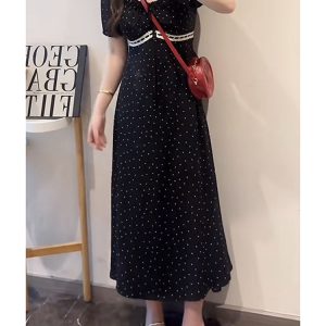 Plus-Size Women's Polka Dot Slimming Dress, Short Sleeve Summer Style, High-End French Temperament, Chic and Stylish for Everyday Wear