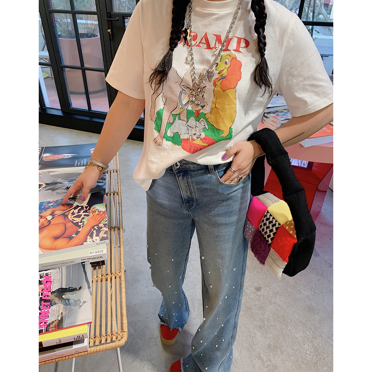 Plus Size Women's Printed Short Sleeve T-Shirt - Gold Support Design, Spring Summer 2025, Casual Base Top, Y2K Style