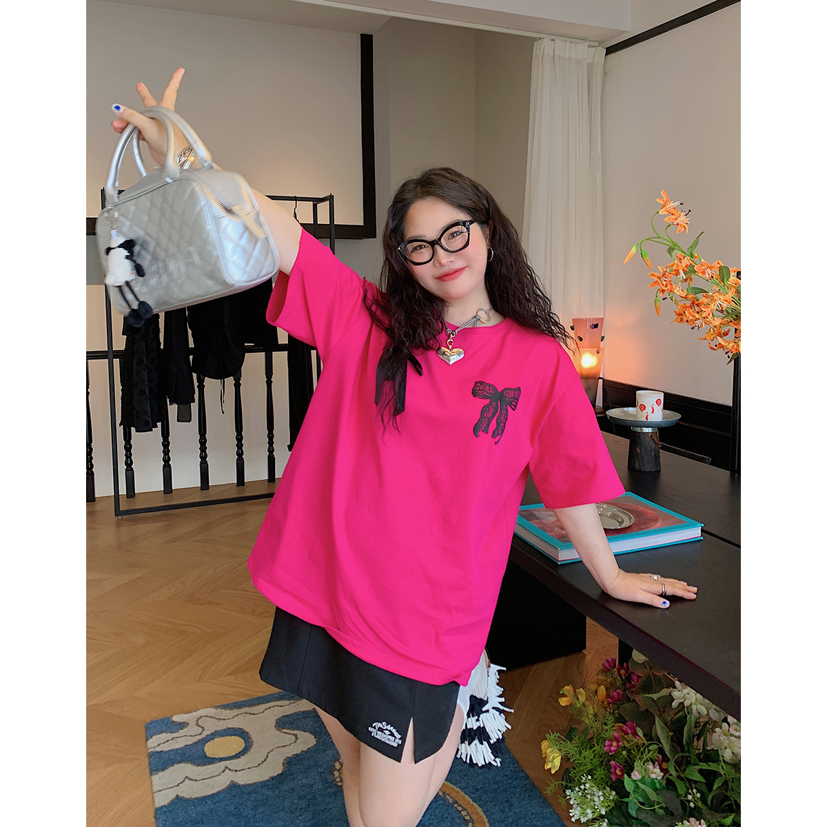 Plus Size Women's Short Sleeve T-Shirt, Summer 2025 Loose Fit Top, Flattering Belly-Covering Design, Casual Everyday Wear