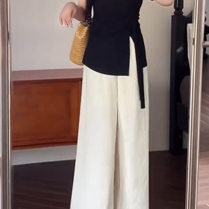 Plus Size Women's Summer High Waist Loose Wide-Leg Pants - Casual Cool Feeling Versatile Slimming Fashion Trousers