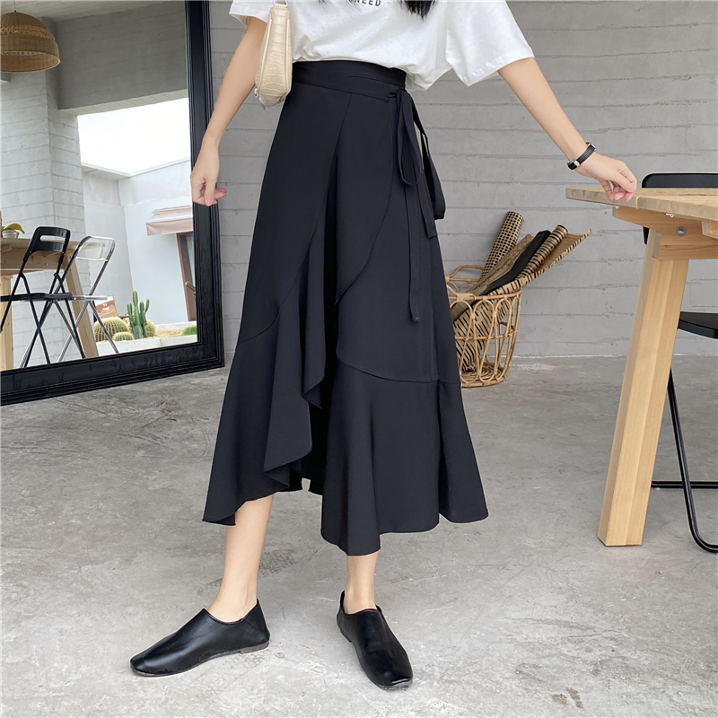 Plus-Size Women's Summer High-Waisted Midi Skirt, Irregular Mermaid Design, Slimming and Hip-Covering, Trendy Fashion Piece