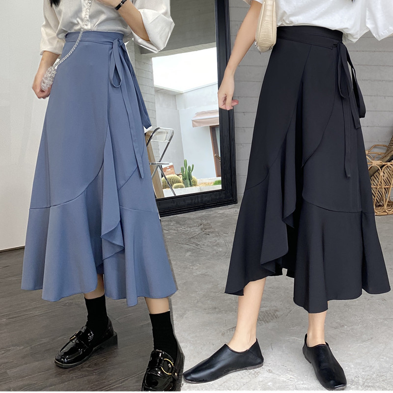 Plus-Size Women's Summer High-Waisted Midi Skirt, Irregular Mermaid Design, Slimming and Hip-Covering, Trendy Fashion Piece