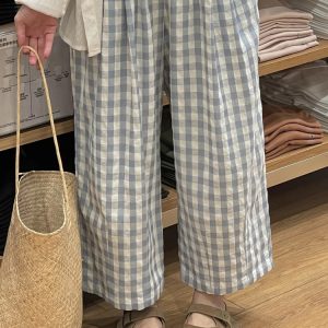 Plus Size Women's Summer Plaid Balloon Pants - Flattering Loose Nine-Point Style, Lightweight and Cool for 2025