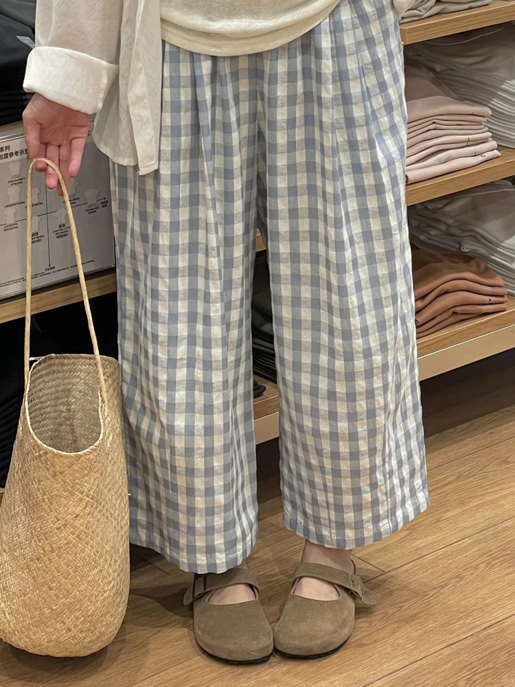 Plus Size Women's Summer Plaid Balloon Pants - Flattering Loose Nine-Point Style, Lightweight and Cool for 2025 Plus Size Women's Summer Plaid Balloon Pants - Flattering Loose Nine-Point Style, Lightweight and Cool for 2025