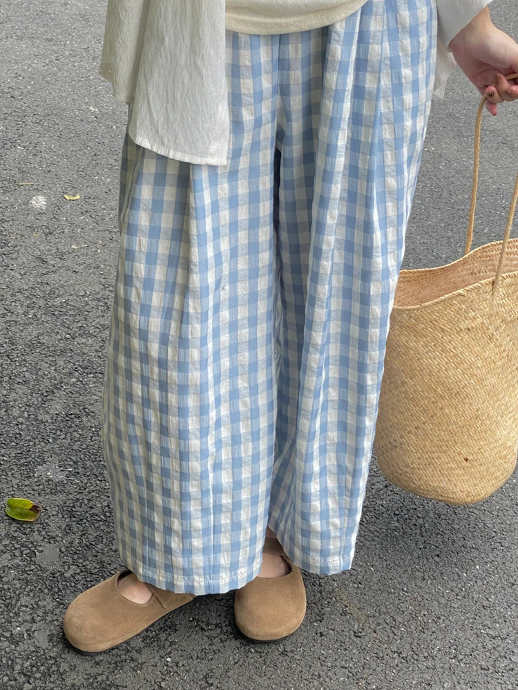 Plus Size Women's Summer Plaid Balloon Pants - Flattering Loose Nine-Point Style, Lightweight and Cool for 2025 Plus Size Women's Summer Plaid Balloon Pants - Flattering Loose Nine-Point Style, Lightweight and Cool for 2025