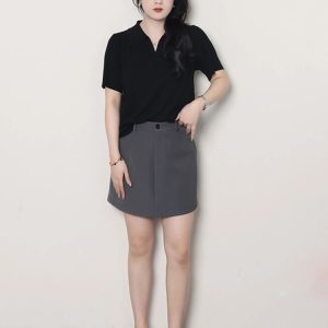 Plus Size Women's Summer Short Sleeve Ice Silk Polo Knitted Top, Slimming Design, Belly Covering, Lightweight Casual Wear