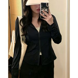 Plus Size Women's Summer Sports Cardigan - Thin Sun Protection Jacket for Cool Comfort - Slimming Outerwear for Chubby Fit